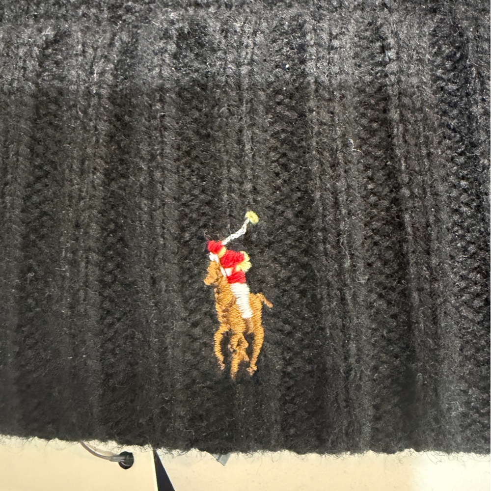 Polo by Ralph Lauren Black Ribbed Beanie, NWT, one size fits all - Picture 2 of 4